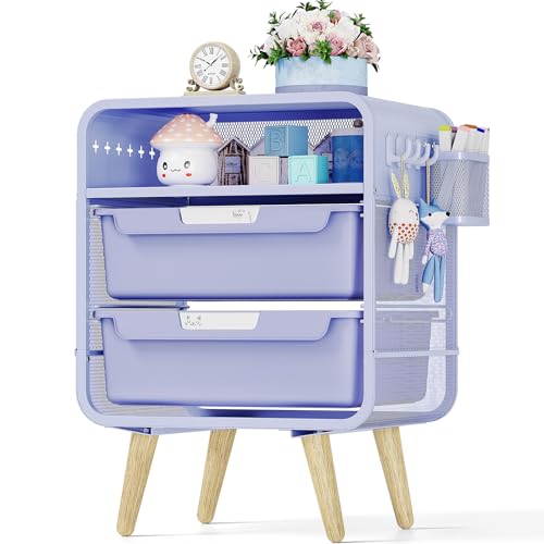 Blue NightstandCute End Table with Storage Drawer Bedside Table Small Blue Bedroom FurnitureKids Nightstand for Living Room DormOfficeBlue