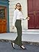 JEKAOYI Womens Casual High Waist Straight Leg Pants Stretchy Button Business Dress Work Pocket Trousers Olive-Green