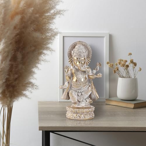 Estatua de Ganesha de resina dorada 10.6 in alto miniatura 4