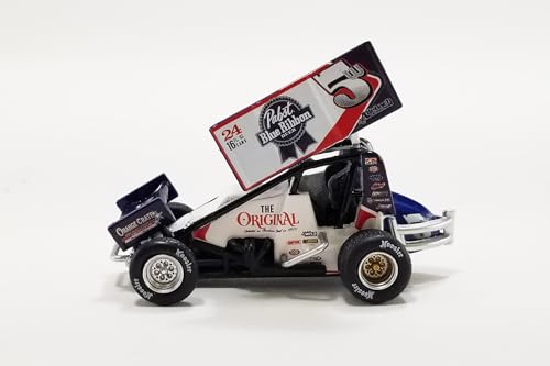 2022 Winged Sprint Car #5W, Black/White - A6422006-1/64 Scale Diecast Model Car