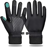 LOUXPERT Winter Waterproof Gloves for Women: Men Thermal Water Proof Touch Screen Gloves for Running Hiking, Cold Weather Touchscreen Fingers Warm Snow (Black, Medium)