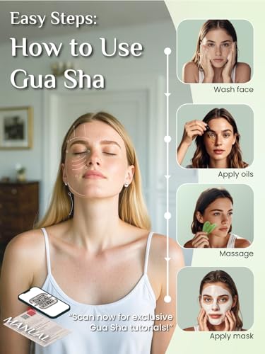 Image of Rena Chris Gua Sha Facial Tools, Jade Guasha Tool for Acupuncture, Manual Massage Tool for Jawline Sculpting and Puffiness Reducing, Gua Sha Facial Massage Tool with Silicone Case (Lime Green)