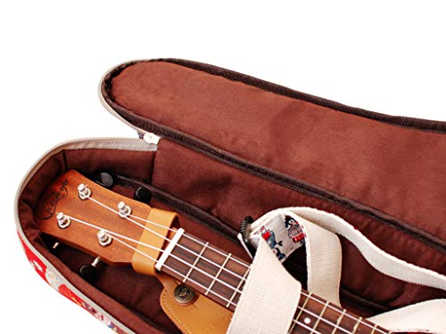 Music First Cute Cartoon "Shiba Inu And Sakura" Dog Ukulele Case Ukulele Bag Ukulele Cover, Original Design, (Fit For 23~24 Inch Concert Ukulele, Red) #TOP6