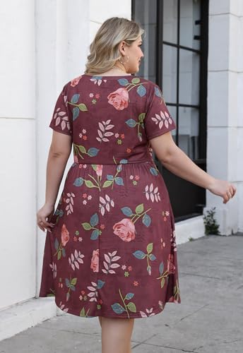 Image of Nemidor Women Plus Size Casual Dress Midi Flt Flare Pocket