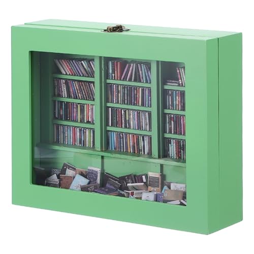 Estantería miniatura de madera verde para decorar rincones de lectura y escritorios nórdicos 2