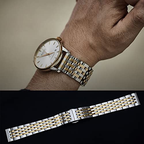 Image of Stainless Steel Watch Band Straight & Curved End 14mm 16mm 18mm 19mm 20mm 21mm 22mm 23mm 24mm Premium Polished Metal Watch Band Bracelet Universal Smartwatch Replacement Strap Men Women