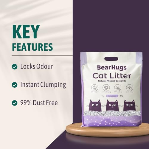 Image of BearHugs Bentonite Cat Litter - Lavender Perfect for Cat (Pack of 1, 5KG)
