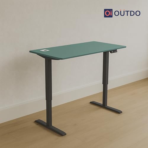 Image of Flexpro Sit-Stand Smart Desk | Fern Green Finish Tabletop | Electric Height Adjustable Table for Work from Home and Office | Ergonomic Design