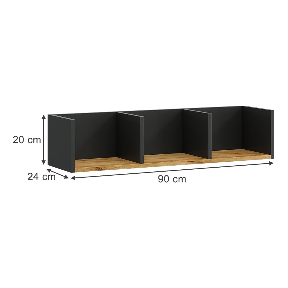 Vicco Półka ścienna "Tomy", Antracyt/złoty dąb, 90 x 20 cm