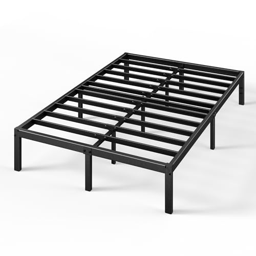 Zinus Elias Bettgestell 140x200 cm - Metallbett 140x200 mit Metall-Lattenrost - 36 cm Hohe Plattform mit Freiraum Darunter - Kein Boxspringbett Erforderlich - Einfache Montage - Schwarz