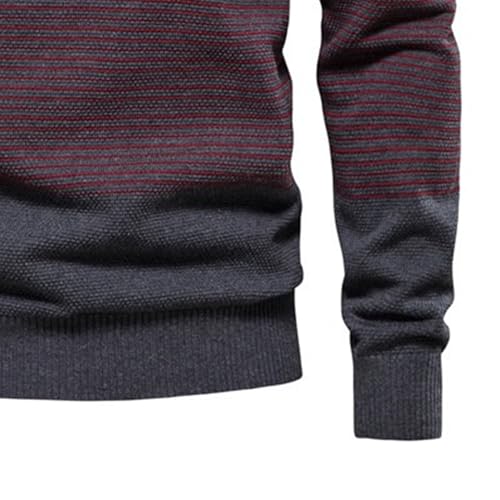 Men's Crewneck Sweater Casual Knit Striped Classic Pullover Sweater Long Sleeve Sweater with Ribbing Edge4