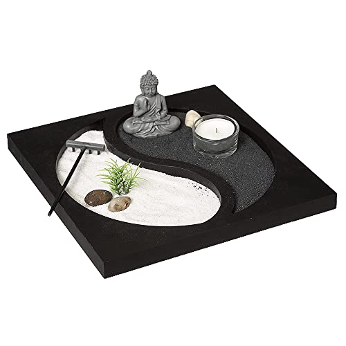 Atmosphera - Jardin Zen Yin Yang Bouddha sur Un Plateau avec Bougie et décoration