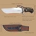 BA-KOR 8mm 9CR18MOV steel (14.8IN) sandalwood handle Bowie knife + sheath & (5.9IN) cerium igniter, suitable for outdoor hunting, camping, survival, EDC tool knives