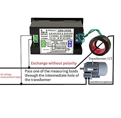 Image of xcluma 6 in 1 Energy Meter, 80V-300V AC 100A Power Meter Voltage Current Power Factor Active KWH