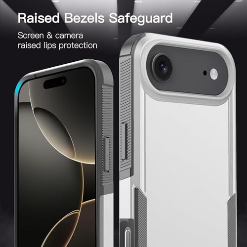 Image of KARWAN Rugged Matte Back Case Cover Compatible with iPhone 17Air Military Grade Drop Protection, Heavy Duty Shockproof Hybrid TPU + PC, Anti Slip Grip, Dual Layer Camera Protection, White