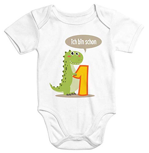 MoonWorks® Kurzarm Baby Body Ich Bin Schon 1 Jahr Eins Dino T-Rex Drache...