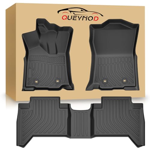 QUEYNOD Floor Mats Compatible with 2016-2023 Toyota Tacoma Double Cab (Only for Automatic) All Weather TPE Liners Black