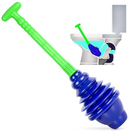 Product Image of the Luigi's World's Best Plunger - Unclogger Tools for Unblocking Toilet - Heavy Duty Plungers with Unique Unblocker Design - Remover Tool to Unblock Toilet Blockage - Blue and Green