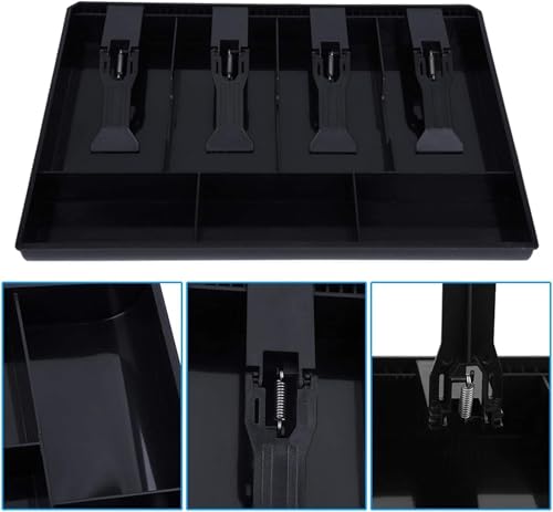 Image of Cash Tray Organizer Money Drawer Insert with Coin Slots Removable Bill Clips for Office Shop Counter Register Storage (4 Slot)