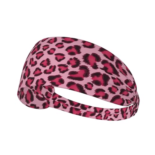 Pink and Black Cheetah Leopard Print Animal Skin Sports Headbands for Men and Women Sweatbands for Moisture Wicking Suitable for Fitness Running Cycling Hiking Yoga Football Exercise