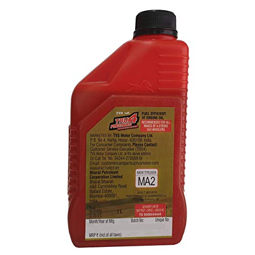 Image of TVS Tru4 Premium 10W30 4T Semi Synthetic Oil For Bike (900Ml).