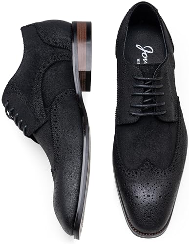 Image of Jousen Men's Dress Shoes Leather Wingtip Formal Business Oxford Shoes Brogue Retro Derby Dress Shoes for Men