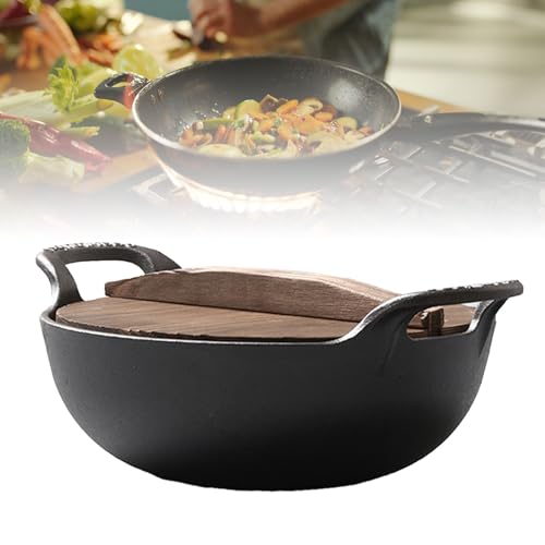 Wok de hierro fundido TARSHYRY con tapa de madera 32cm miniatura 7