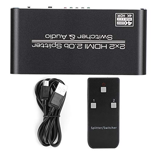 Oumefar Interruptor Distribuidor Duradero Resistente al Desgaste Interruptor Divisor Soporte de Audio port�til 2X2 / 4K60