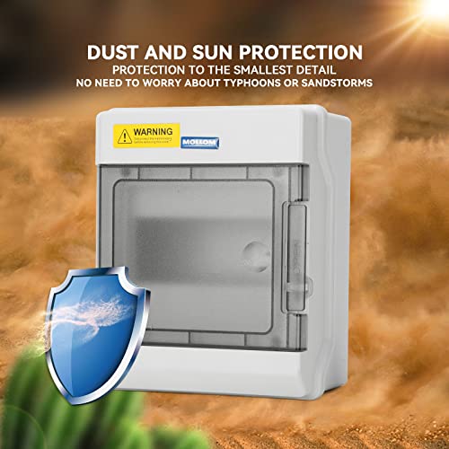 Mollom Power Distribution Box With Bus Bars And Din Rail For Miniature Circuit Breaker Mcb, Padlock Available For Indoor And Outdoor Use (6 Way Without Padlock) #TOP3