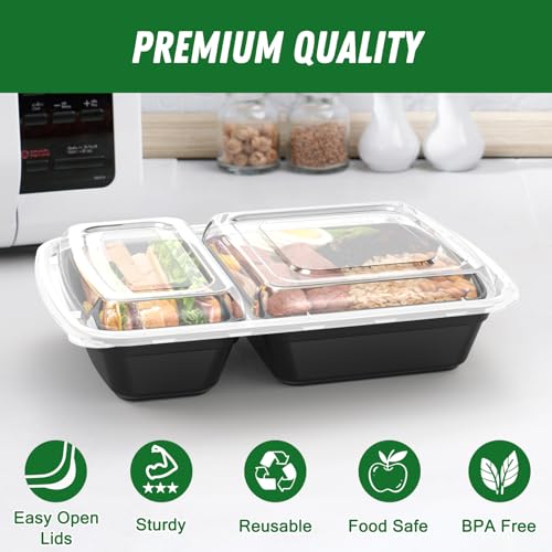 image for Dealusy 50 Pack (100-Piece) 28 oz Meal Prep Containers Reusable with L