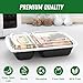 Dealusy 50 Pack (100-Piece) 28 oz Meal Prep Containers Reusable with Lids 2-Compartment, Sturdy Leakproof Food Safe, Microwave Freezer Dishwasher Safe, To Go Take Out Plastic Food Storage, Black