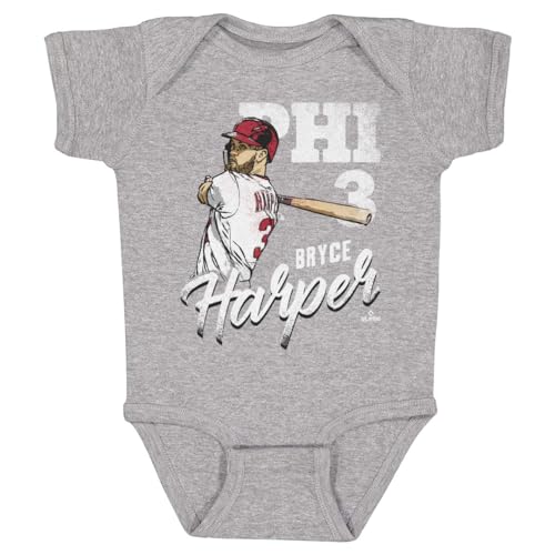500 LEVEL Bryce Harper Baby Infant One Piece Bodysuit (6M, Heather Gray) - Bryce Harper Team W WHT