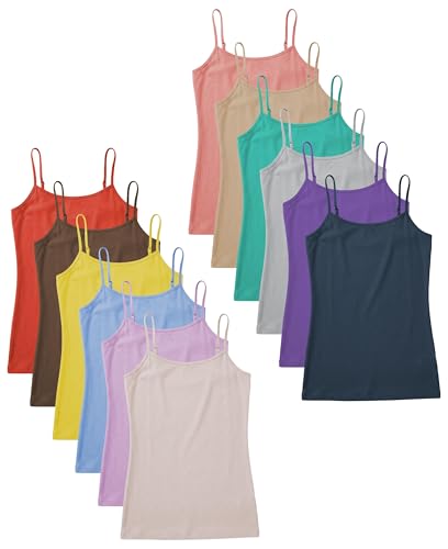Image of Sexy Basics Women's Cotton Stretch Camisole Tanks | Adjustable Spaghetti Strap Tank Top | Multi Packs & Colors