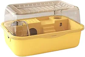 Gaiola para Hamster Transporte Caixa Fechada Transparente 34X25X18.5 CM para Uso Residencial e Viagens(Amarelo)