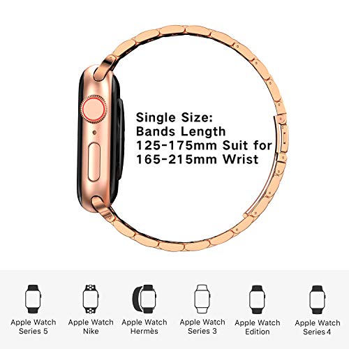 Fitlink Ultra-Slim Brushed Stainless Steel Apple Watch Band, for 38/40/41/42/44/45/49mm iWatch Series 10 All Series/SE/Ultra 2 with Butterfly Buckle(Silver+Rose, 42/44/45/49mm) - image 4