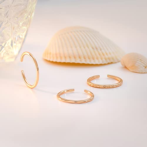 Rlmoon 3Pcs 14K Gold Toe Ring For Women 1Mm Thin Wire Adjustable Toe Ring Set Silver Rose Gold Hawaiian Open Toe Ring Beach Foot Jewelry For Summer thumb #4