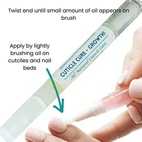 Cuticle Cure - Growth! - 3Ml Twist Pen - Cuticle Oil Pen & Cuticle Softener | Long Nails | Strengthens Nails With Vitamin E And Essential Oils | Eliminates Hangnails | 1 Pen With Brush Applicator #TOP7
