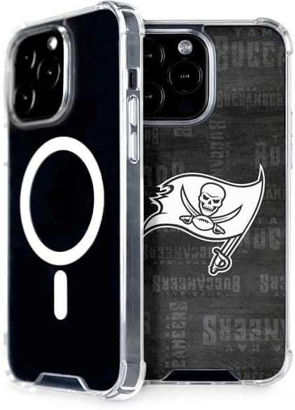 Skinit Phone Case Compatible with MagSafe iPhone 15 Pro Max - Officially Licensed NFL Tampa Bay Buccaneers Black & White Design