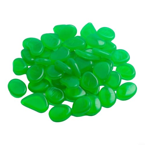 Oniissy 50 ciottoli fosforescenti da giardino, pietre decorative luminose per vialetti, acquari, interni, esterni, piscina, cortile (verde)