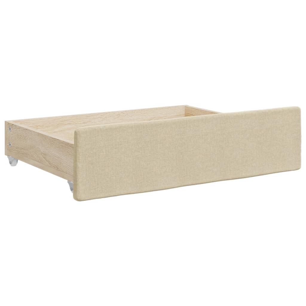 Łóżko dzienne wysuwane z szufladami, kremowe, 80 x 200 cm, obicie materiałowe, sofa do spania z 2 materacami, wytrzymała rama łóżka, meble do sypialni