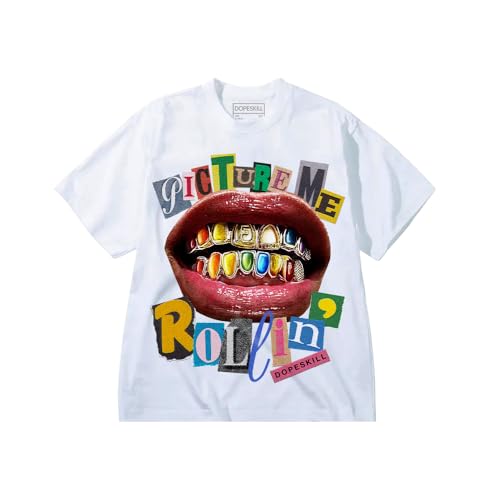 DopeSkill Graphic Tee Flexing Rapper Streetwear Hip Hop Unisex Premium T-Shirt Sneaker Colour Matching Shirts Picture Me (White - S)