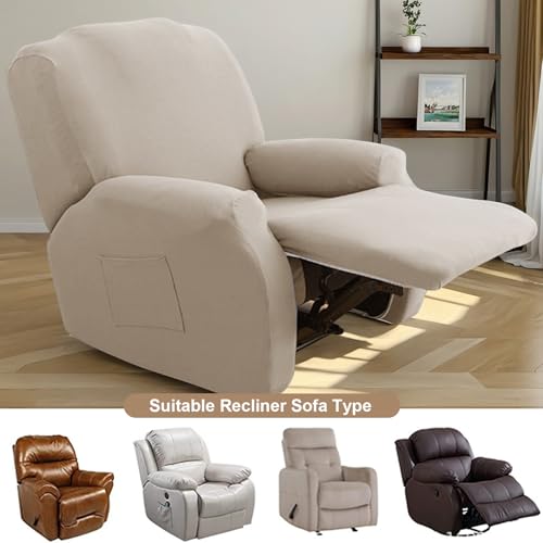 Image of Eco-Ancheng Recliner Slipcovers 4-Pieces Lazyboy Recliner Covers Recliner Couch Covers Recliner Chair Cover Non Slip Reclining Slipcovers with Storage Pockets Furniture Protector for Living Room,21