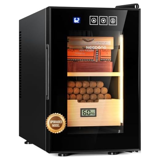 NEEDONE Humidor 16L with Cooling and Heating Temperature Control System, Electric Cooler for 100 Counts with Digital Hygrometer, Made with Spanish Cedar Wood, Gift for Men, 2 Layers