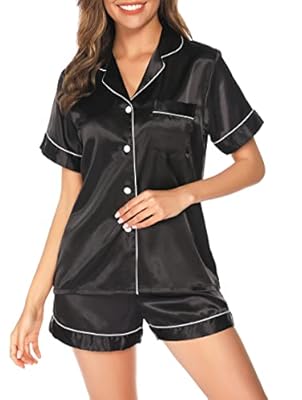 Lovasy Pijama Saten Mujer Manga Corta Botones Conjunto De Pijama Verano Pijama Shorts Set 2 Piezas,Negro,M | Ya disponible en tu tienda friki favorita! En mundofriki.es! Lovasy Pijama Saten Mujer Manga Corta Botones Conjunto De Pijama Verano Pijama Shorts Set 2 Piezas,Negro,M | Ya disponible en tu tienda friki favorita! En mundofriki.es!