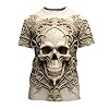 Men's T-Shirt 3D Print Graphic Funny T-Shirt with Skull Print Short Sleeve Novelty Tee Crew Neck Shirts Regular Fit Casual Shirt Men Casual T-Shirt, beige, 3XL #3