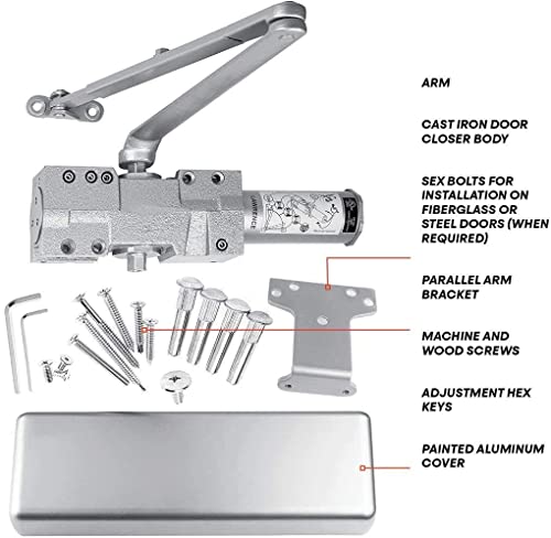 Lawrence Extra Heavy Duty Door Closer Commercial Grade 1 - Adjustable 6-Speed Delayed-Action Door Control With 3 Pistons – Flexible Installation With Included Hardware - Lawrence Hardware Lh8016 #TOP1