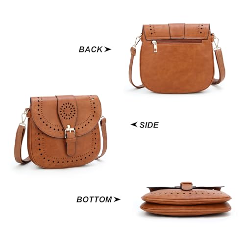 forestfish Ladie's PU Leather Vintage Hollow Bag Crossbody Bag Shoulder Bag3