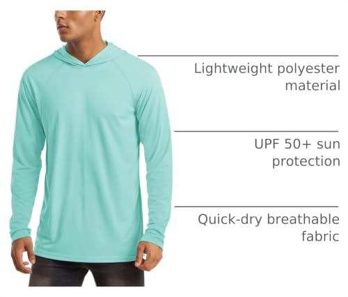 Image of MAGCOMSEN Men's Hooded UPF 50+ Sun Protection T Shirts Long Sleeve Athletic Fishing Shirts Rash Guards