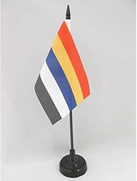 Republic of China 1912-1928 Table Flag 4 x 6 - Chinese Five-coloured Desk Flag 15 x 10 cm - Black plastic stick and base - AZ FLAG