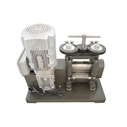 Banfluxion 110V 1500W Table Type Single Head Electric Rolling Mill Jewelry Making Machine 2.64" Roller Diameter Metal Electric Flake Pressing Machine for Platinum, Gold, Sliver, Copper